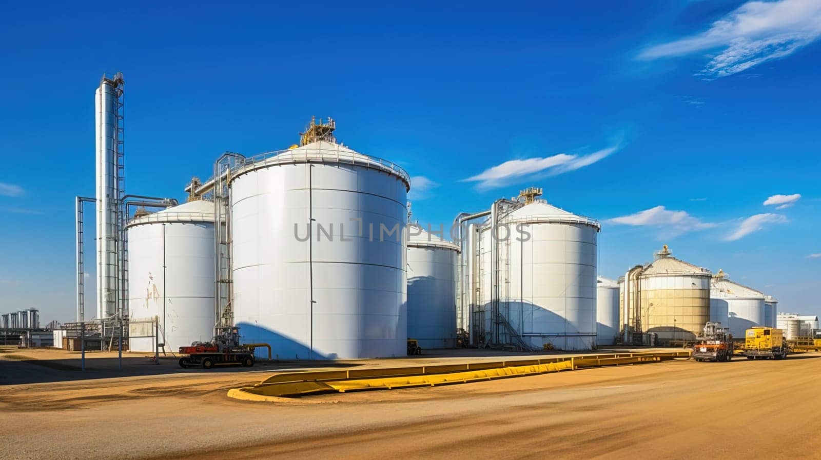 Tanks for storing grain, fuel, petrochemical products. High quality photo