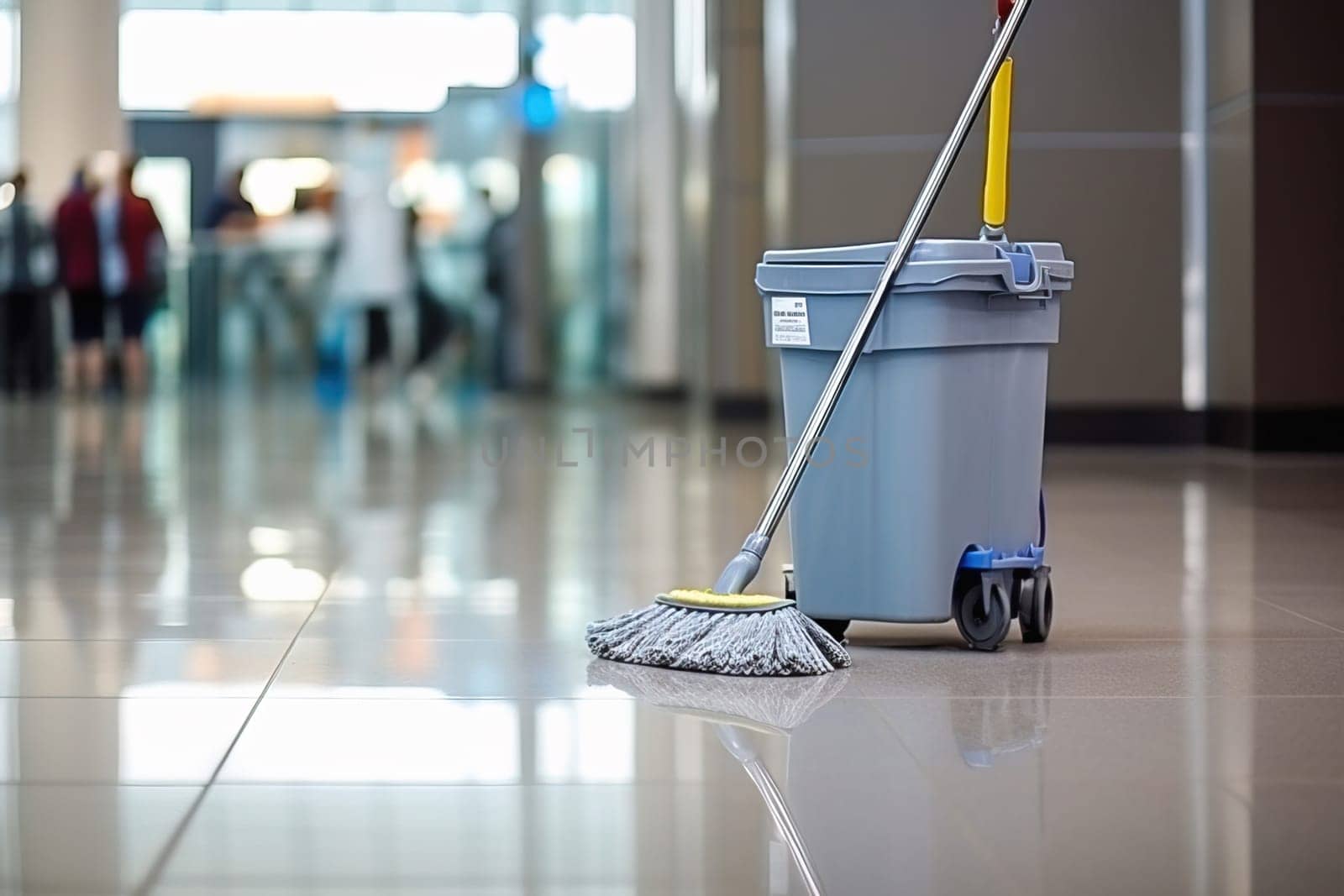 Tools for cleaning the room, a bucket with a mop. High quality photo