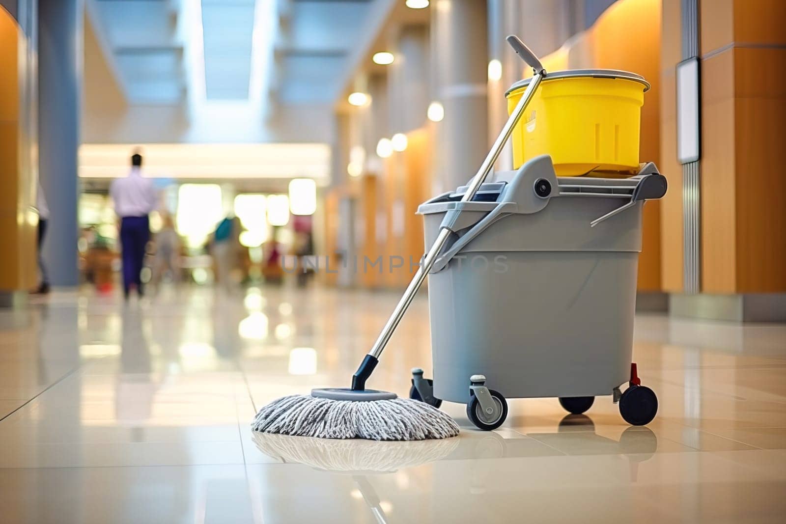 Tools for cleaning the room, a bucket with a mop. by Yurich32