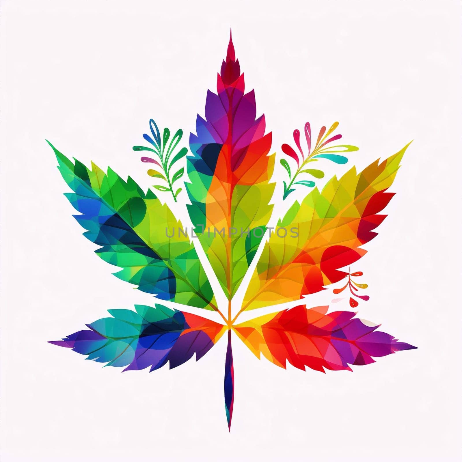 Colorful symbol herb illustration weed leaf marijuana cannabis nature plant hemp by Vichizh