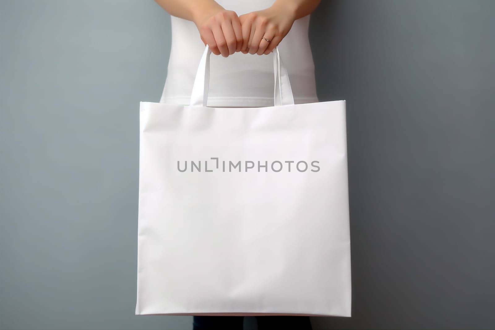 woman fashion template white bag purchase retail market shopping buy layout. Generative AI. by Vichizh
