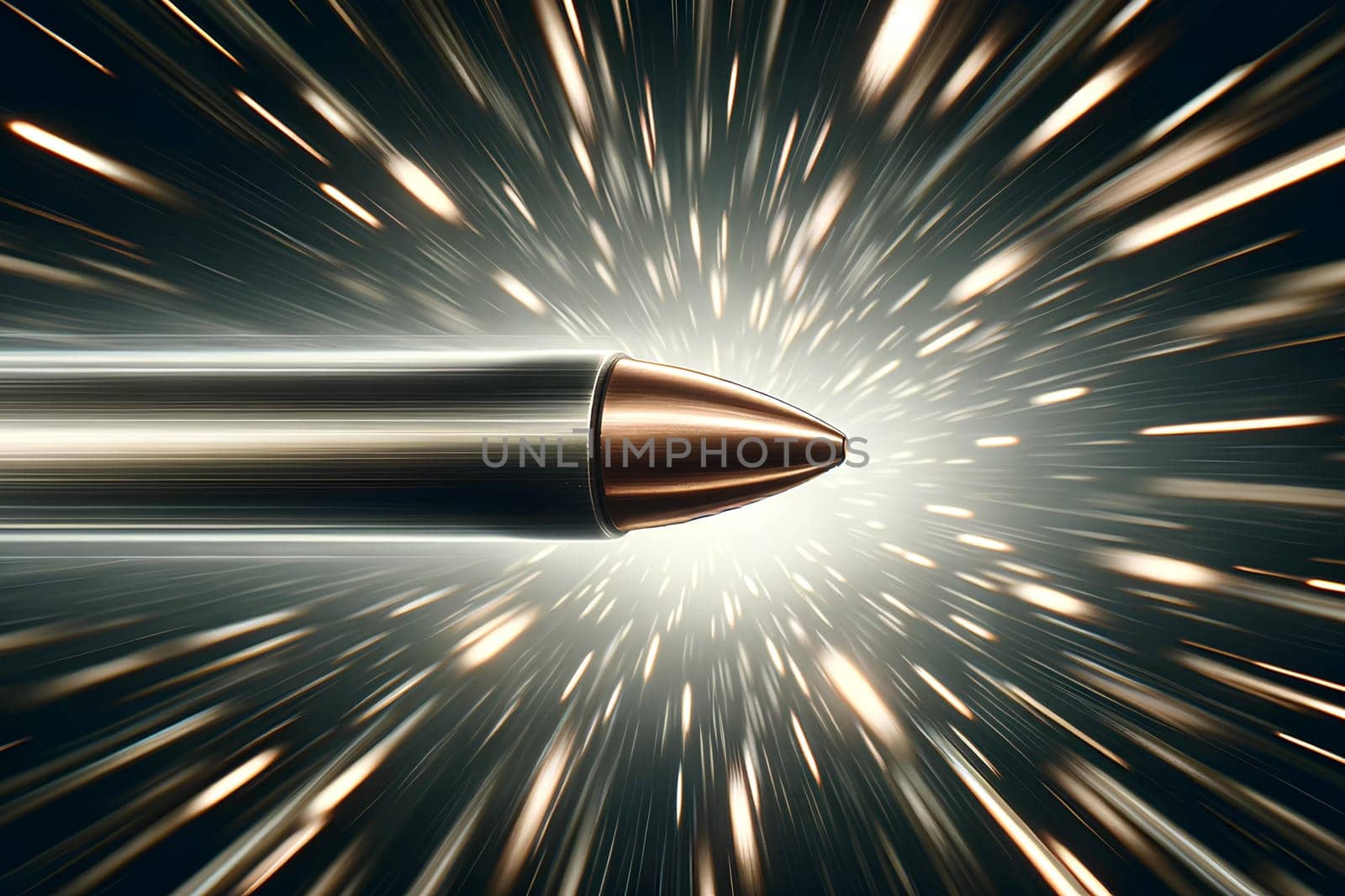 flying bullet on a blurred background emphasizing speed and movement, close-up