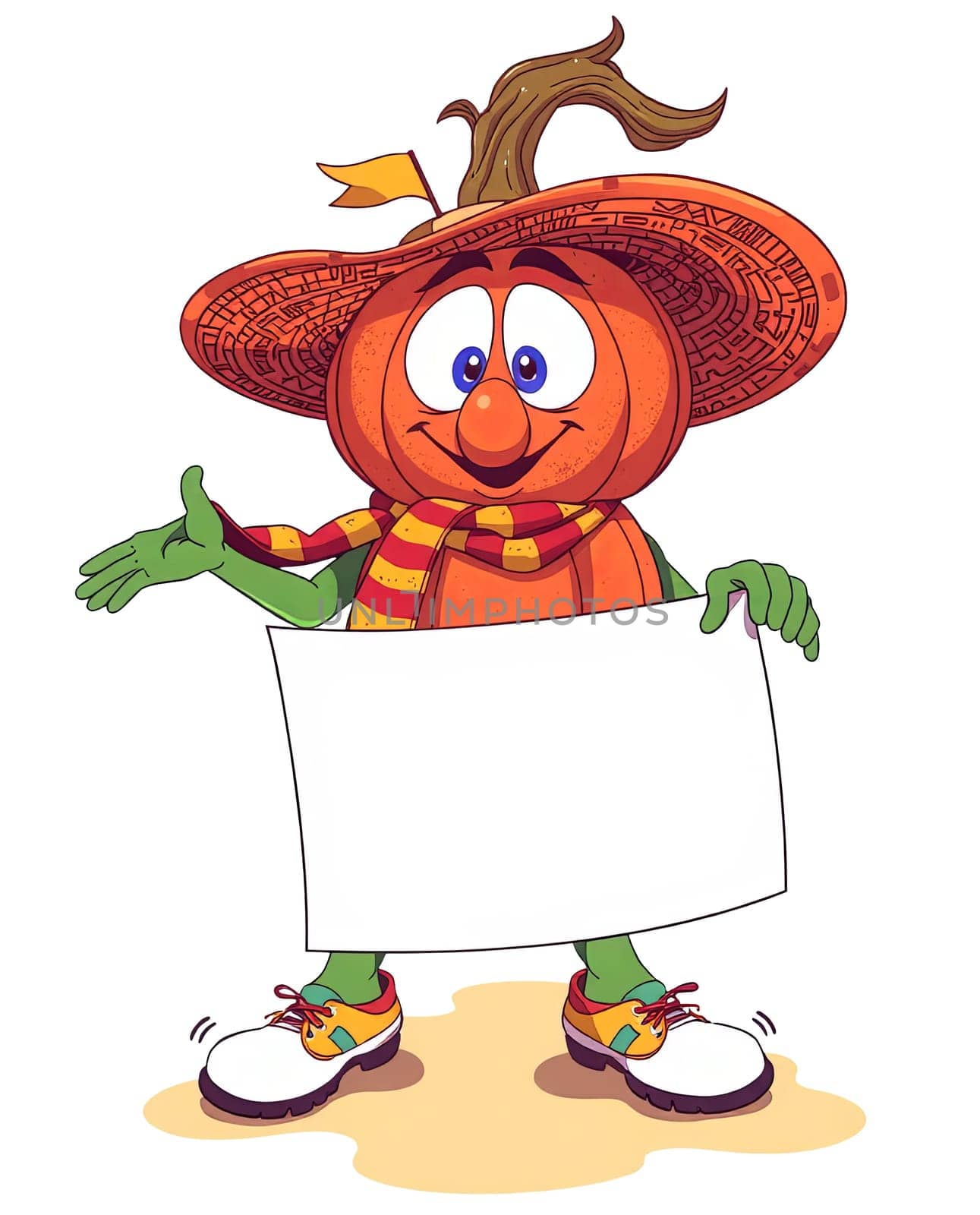 Pumpkin with eyes and face. Cartoon, transparent. 3D and 2D mix funny harvest.