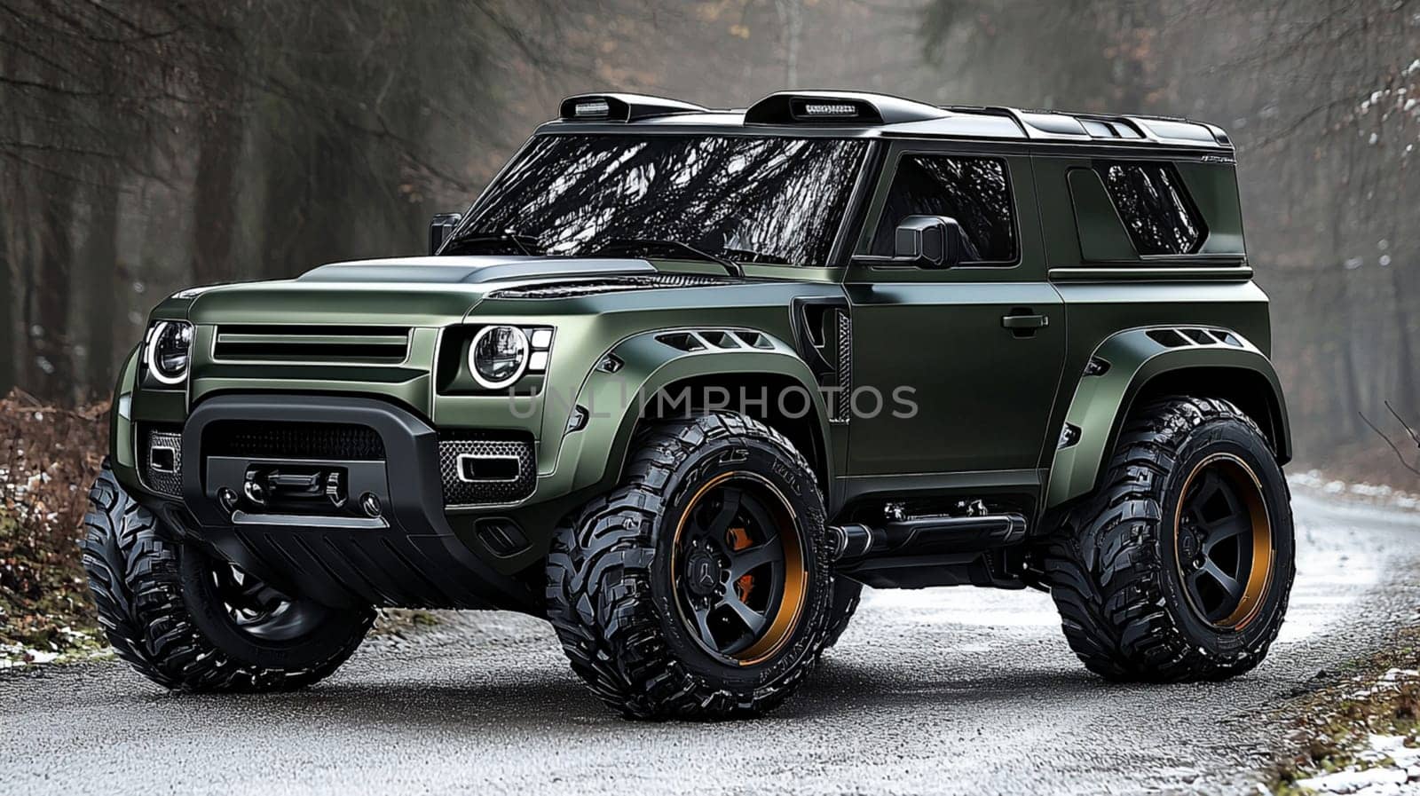 An all-terrain vehicle tackles a rough, muddy path surrounded by trees, highlighting its robust design and capabilities in a natural but challenging environment.