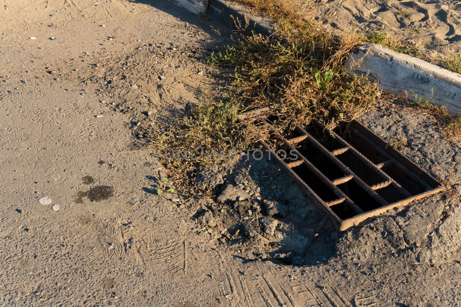 industry sewer cover street sewerage open danger road manhole sewage drain hole asphalt
