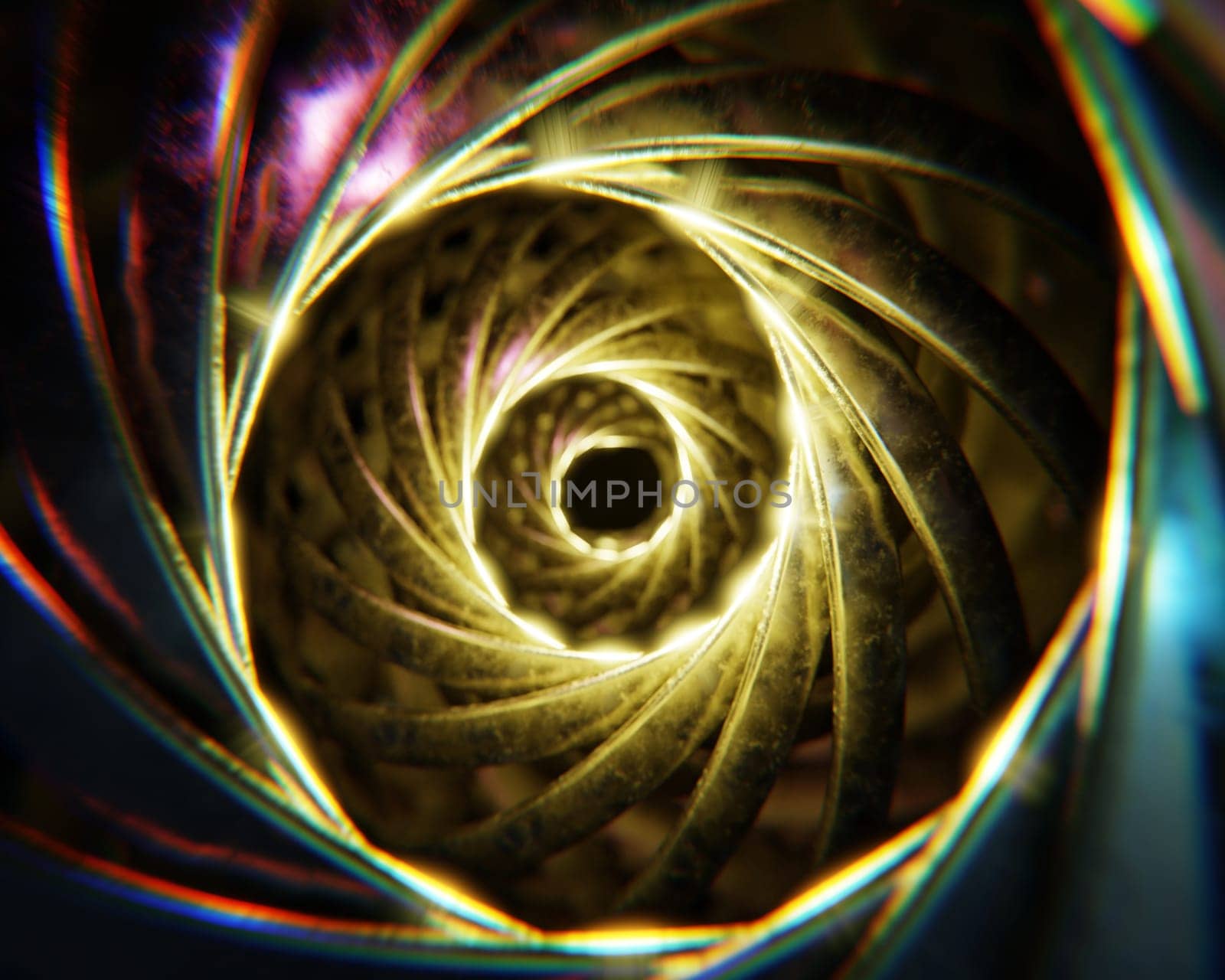 Abstract Gold Ring, 3D illustration Background for advertising and wallpaper in sci fi and technology innovation scene. 3D rendering in decorative concept.