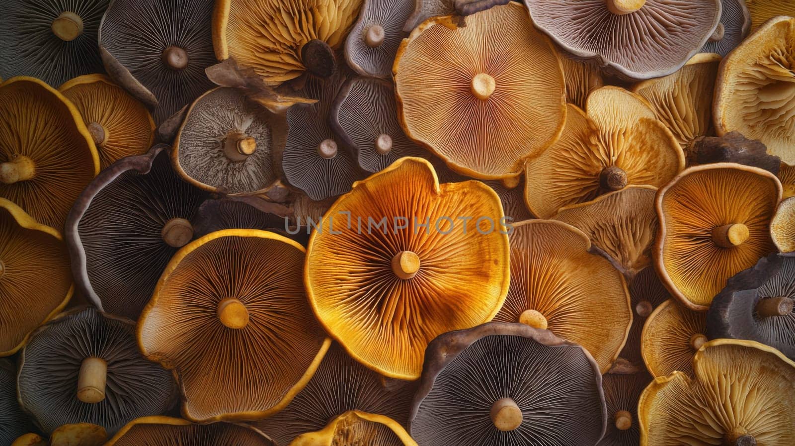 Abstract pattern created from different mushrooms