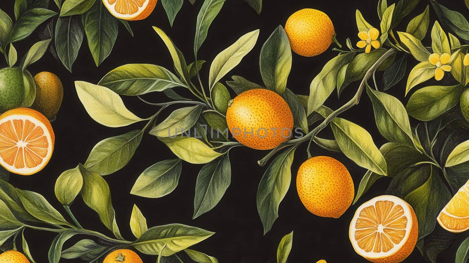 Detailed botanical drawing of Lemon
