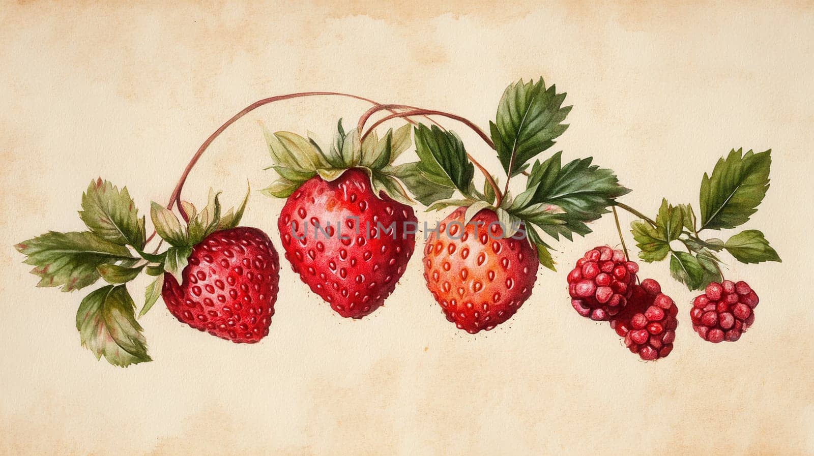 Detailed watercolor illustration of berries on light