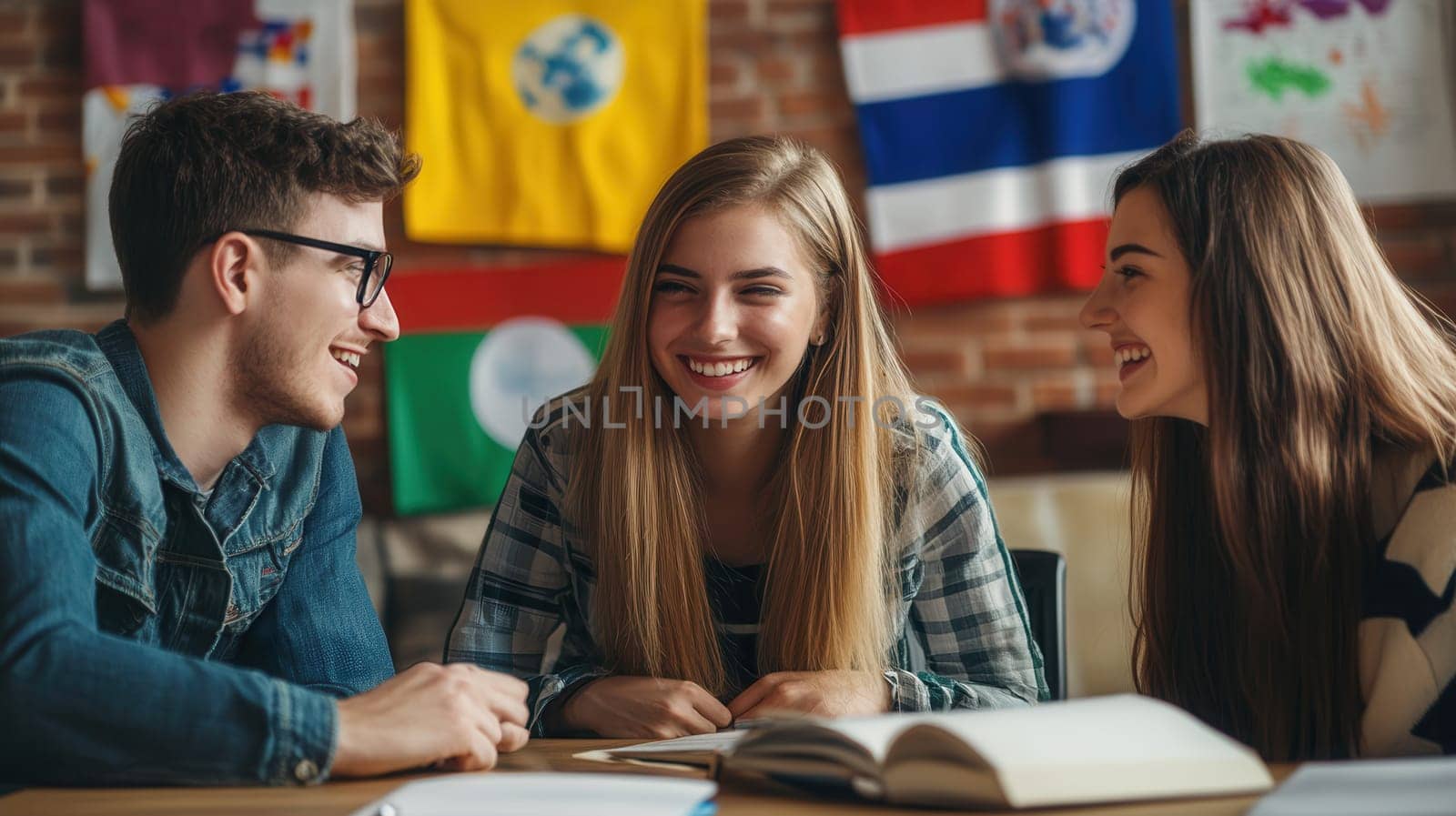 Education. Students learning foreign language in class