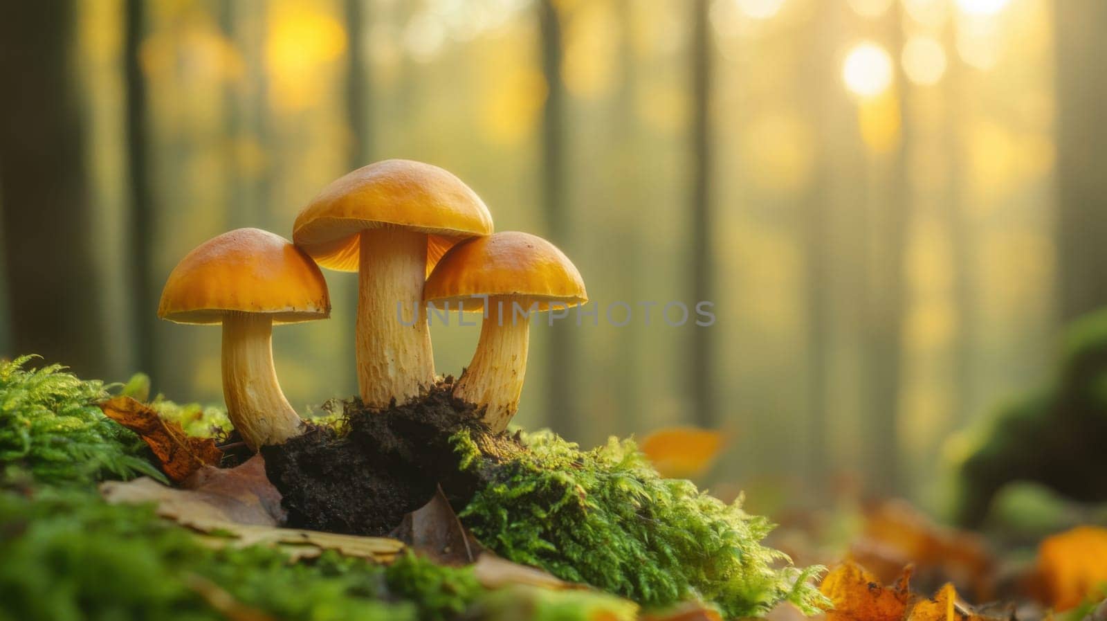 Wild mushroom foraging in the forest background