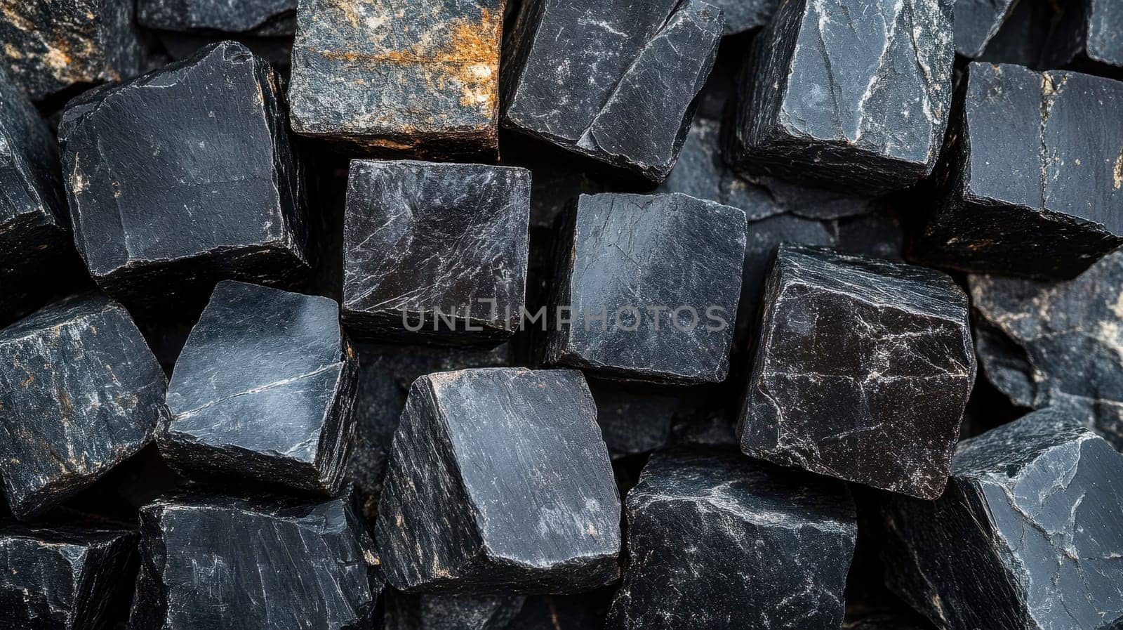 Black Tourmaline Cubes,  A Background of Dark Gemstones