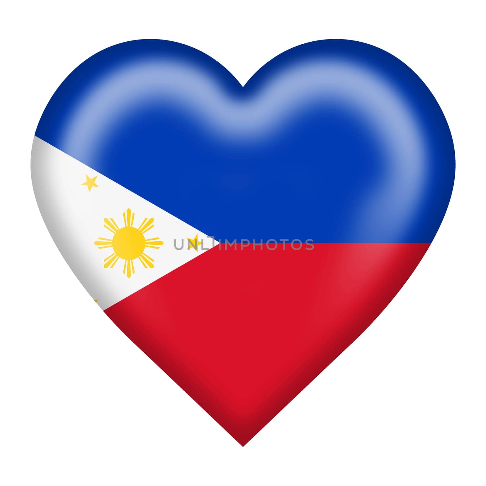 A Philippines flag heart button isolated on white with clipping path