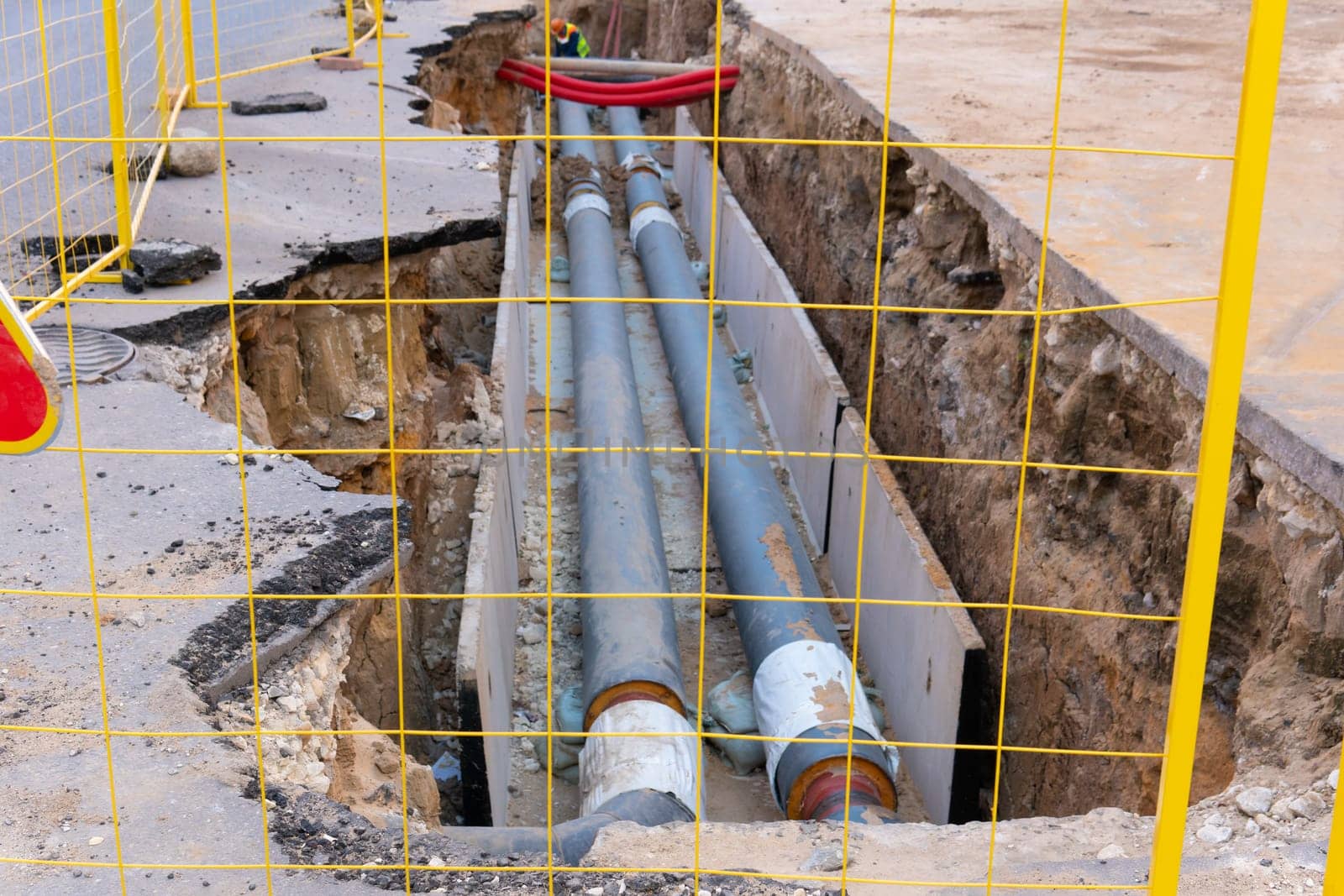 water tube hole sewer dig system underground pipe trench work ground sign drainage construction sewage