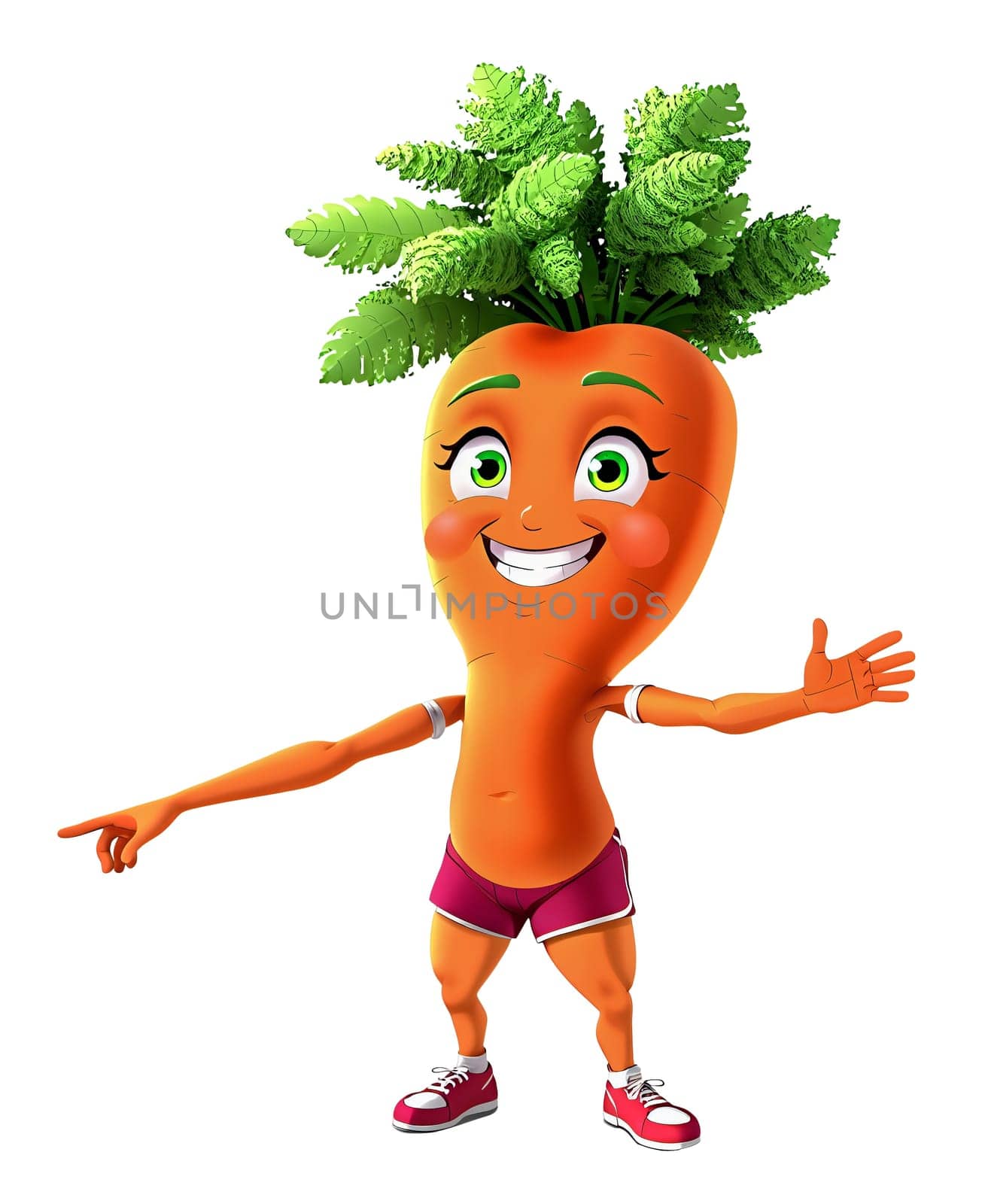 Cartoon illustrations of cheerful anthropomorphic carrots. Transparent (isolated), modern anime style.