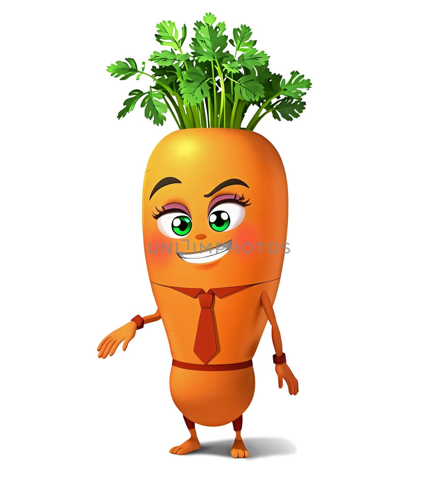 Cartoon illustrations of cheerful anthropomorphic carrots. Transparent (isolated), modern anime style.