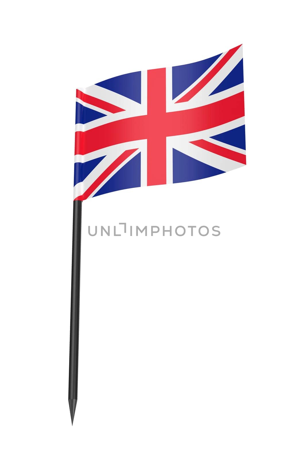 Toothpick with United Kingdom flag, isolated on white background