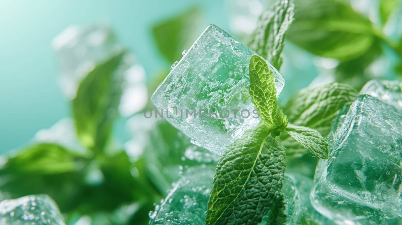 Fresh Mint and Ice Cubes,  A Refreshing Concept