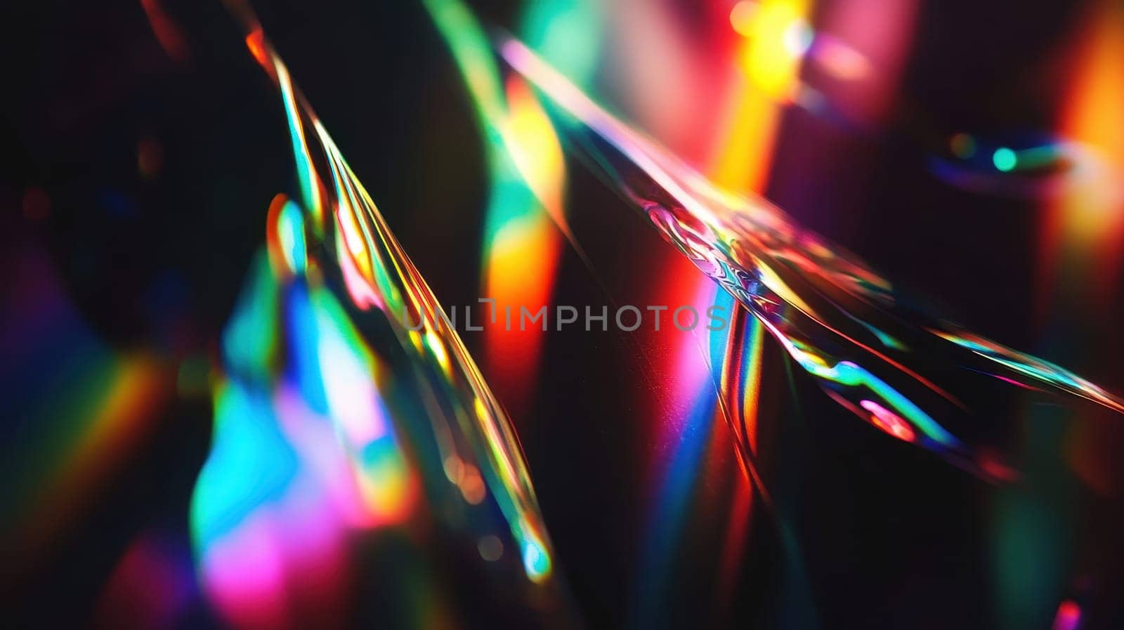 Abstract background of refracted light on iridescent surface