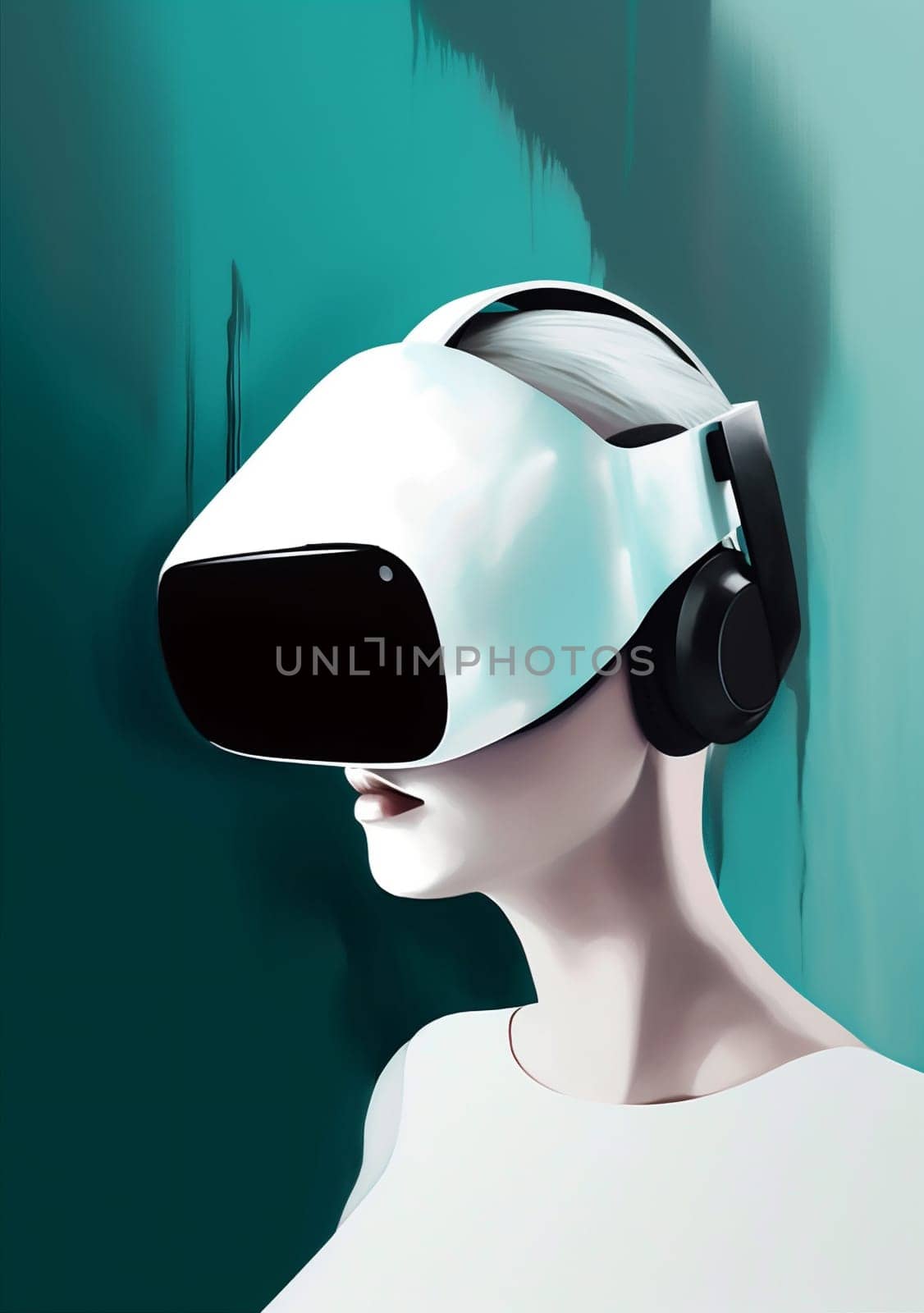 man futuristic gaming cyberspace smart goggles abstract helmet game visual simulation technology glasses modern digital ai headset cyber gadget minimal vr. Generative AI.