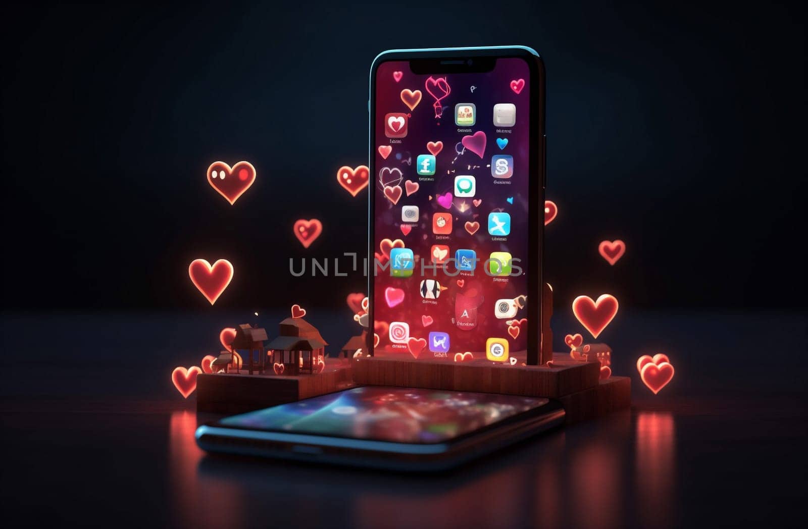 woman man hand like app smartphone adult web profile male heart find application online website bokeh person technology dating internet mobile phone. Generative AI.