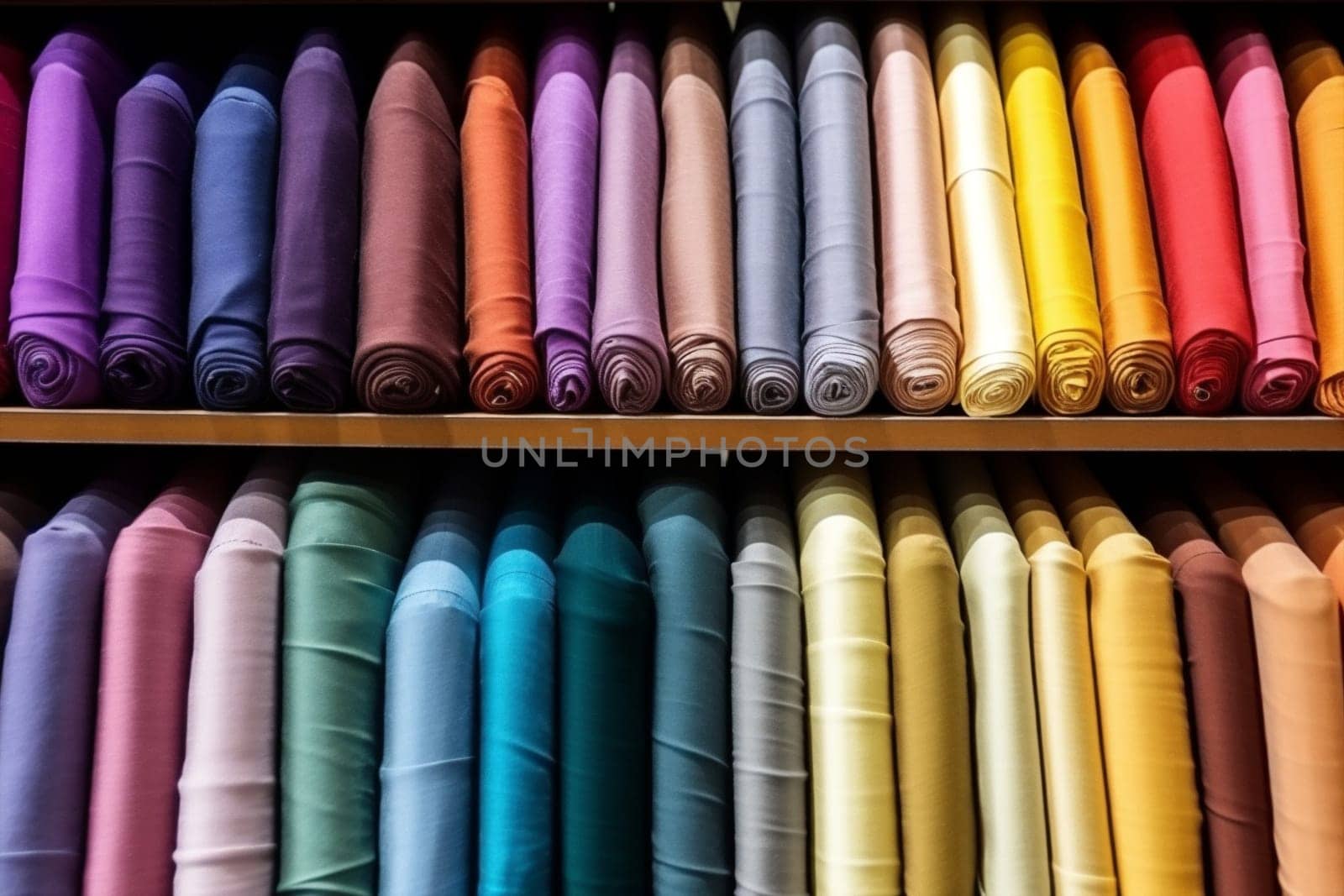 Store design stack market red pile sale textile blue material fabric cotton retail background fashion clothes shop bright colorful yellow