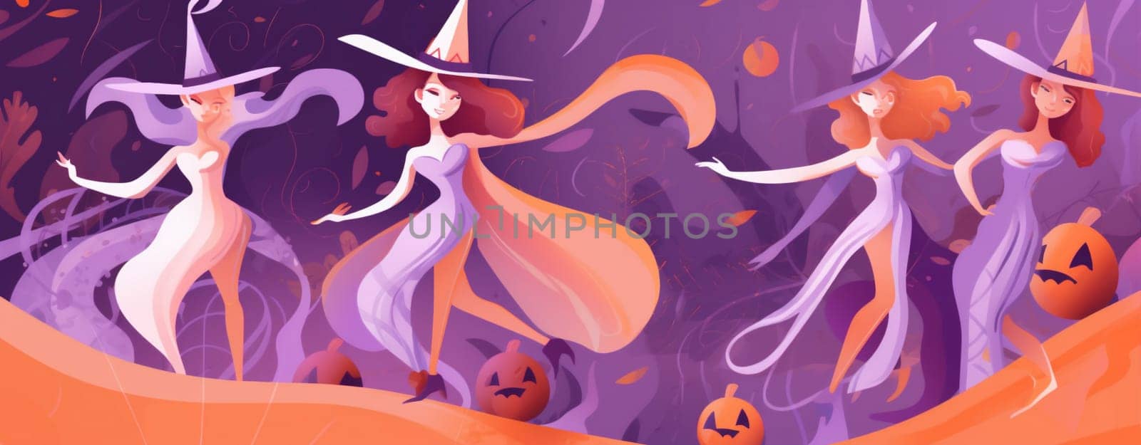 black halloween witch holiday evil fantasy autumn horror party background night. Generative AI. by Vichizh