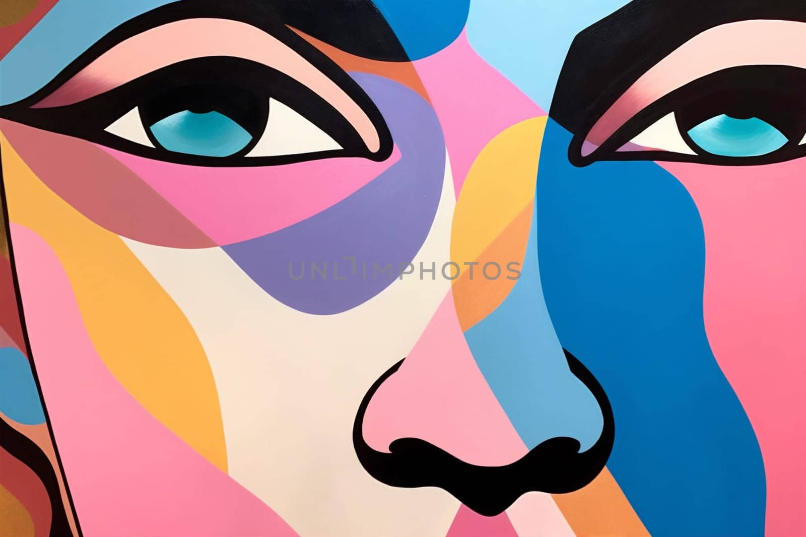 white woman face creative poster modern abstract geometric healthy element cubist competition illustration health portrait cubism fashion design graphic background silhouette facial. Generative AI.