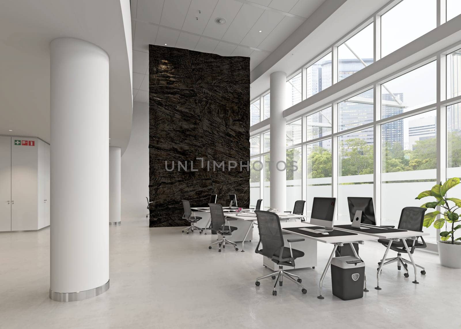 modern office interior with rock feature by vicnt