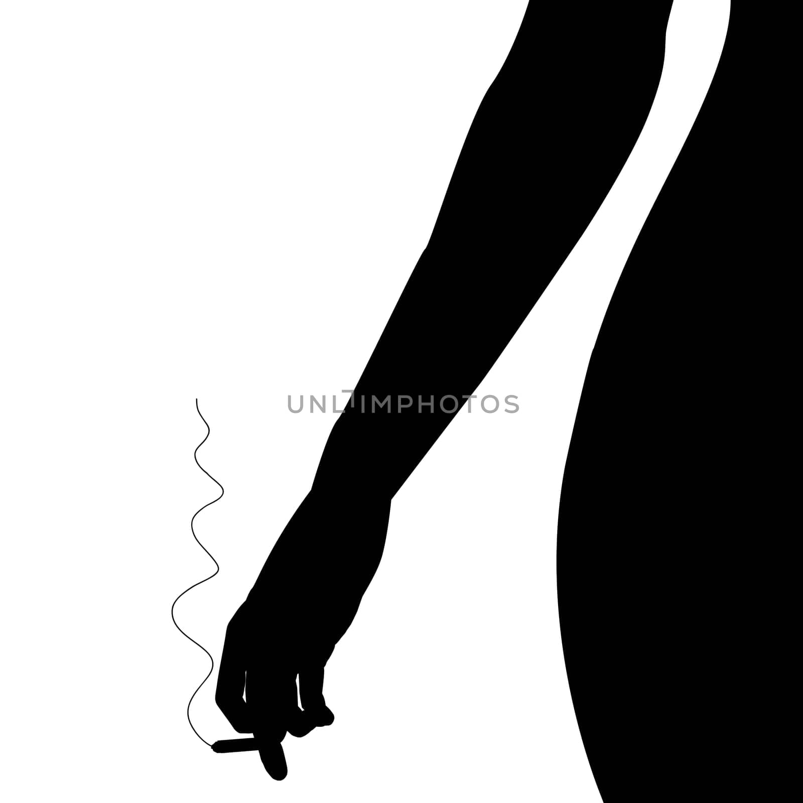 Silhouette of a woman's body with a cigarette in her hand