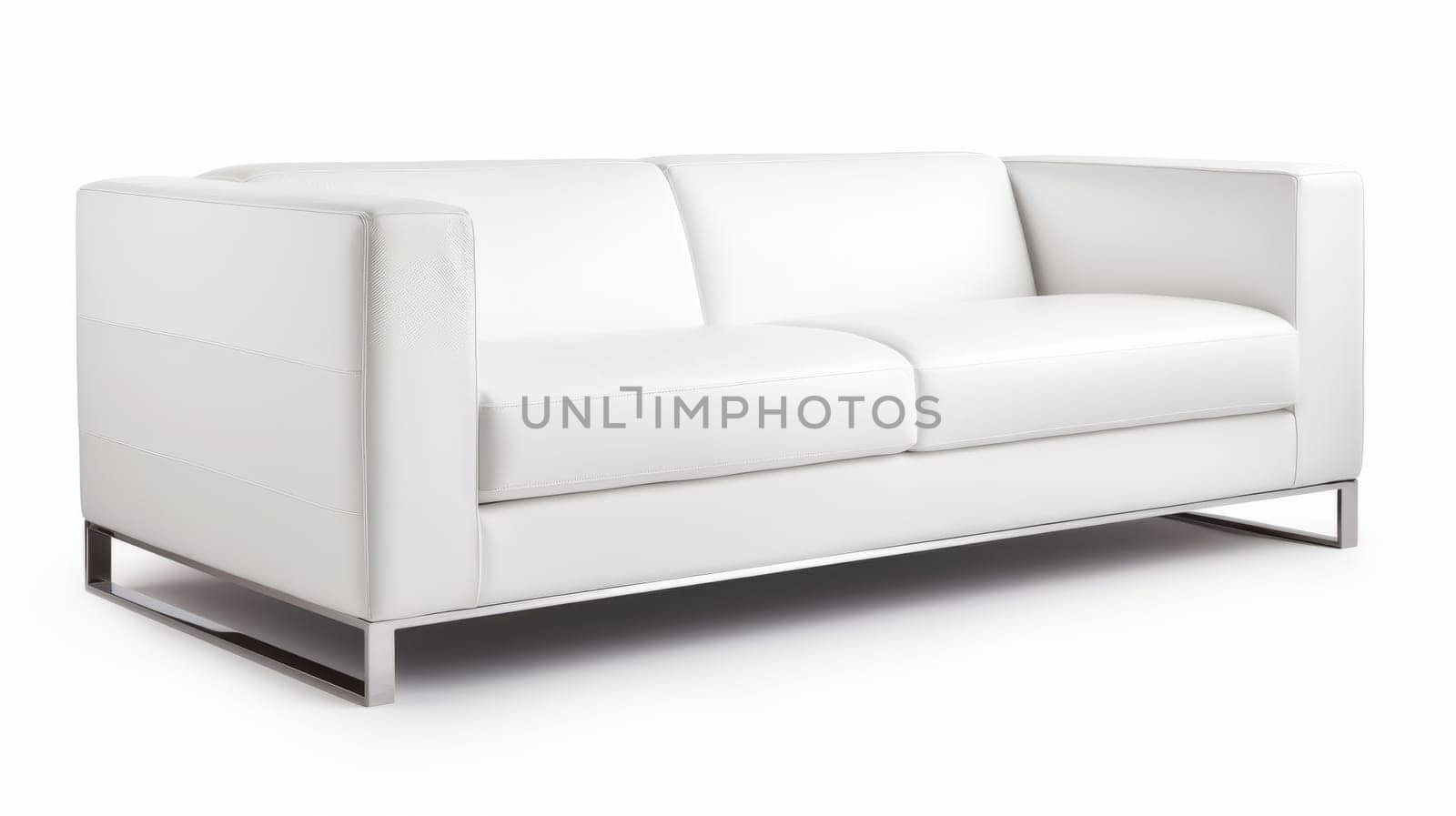 White leather simple couch , isolated on a white background. by Zakharova