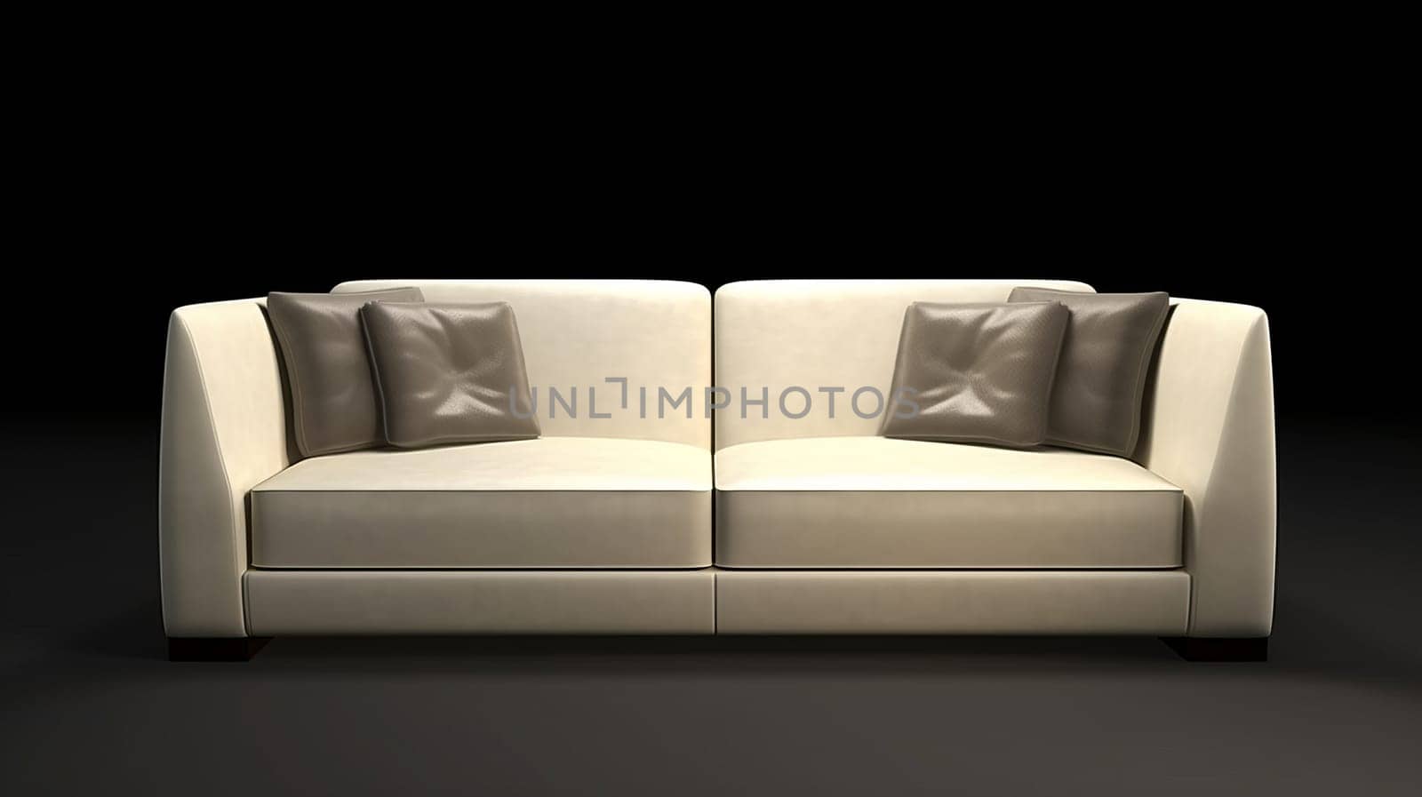 Beige modern large sofa isolated on black background. by Zakharova
