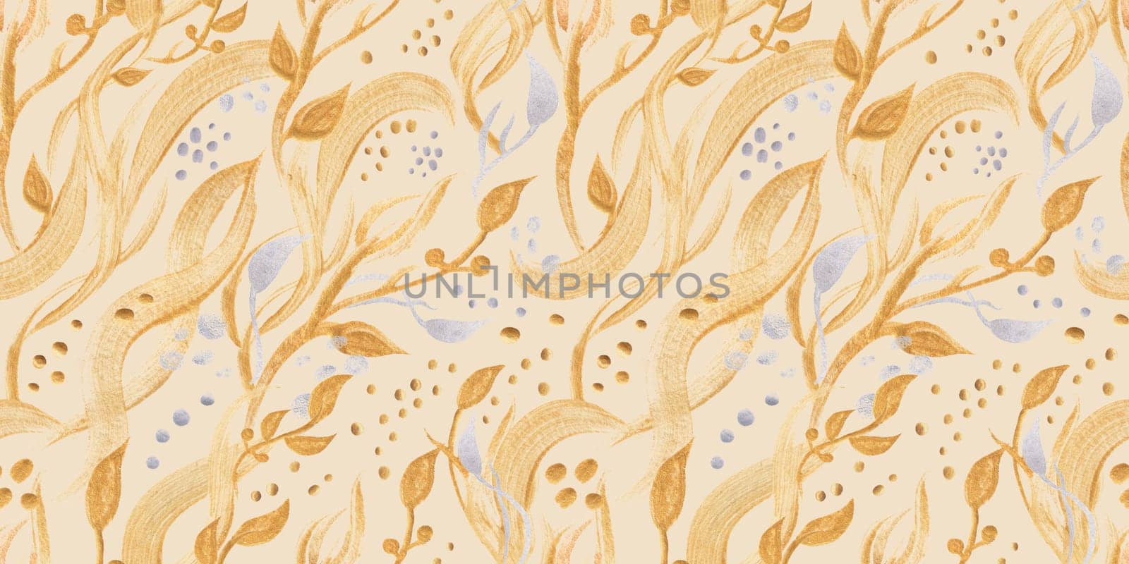 Seamless monochrome watercolor pattern with abstract wildflowers drawn in watercolor
