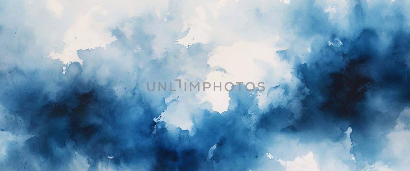 Abstract Blue Watercolor Painting Banner Background