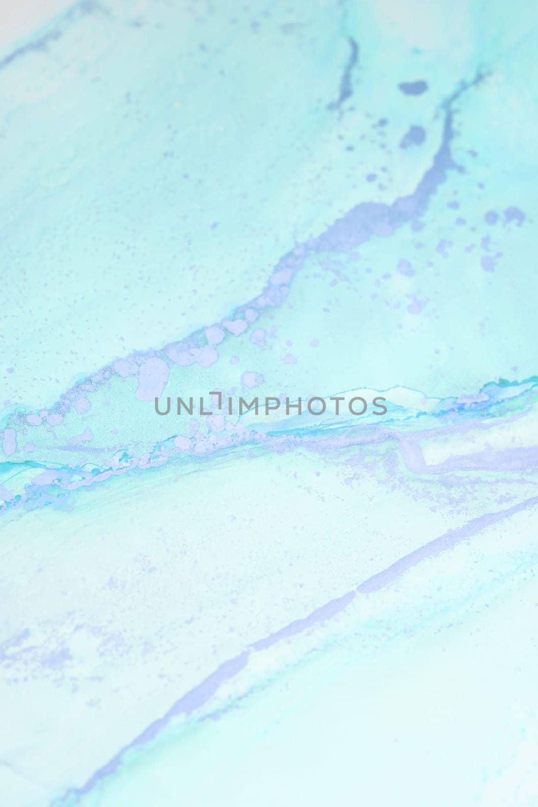 This artwork showcases a gentle blend of blue hues with soft swirls and fine lines, creating an ethereal quality. The light background enhances its tranquil appearance.