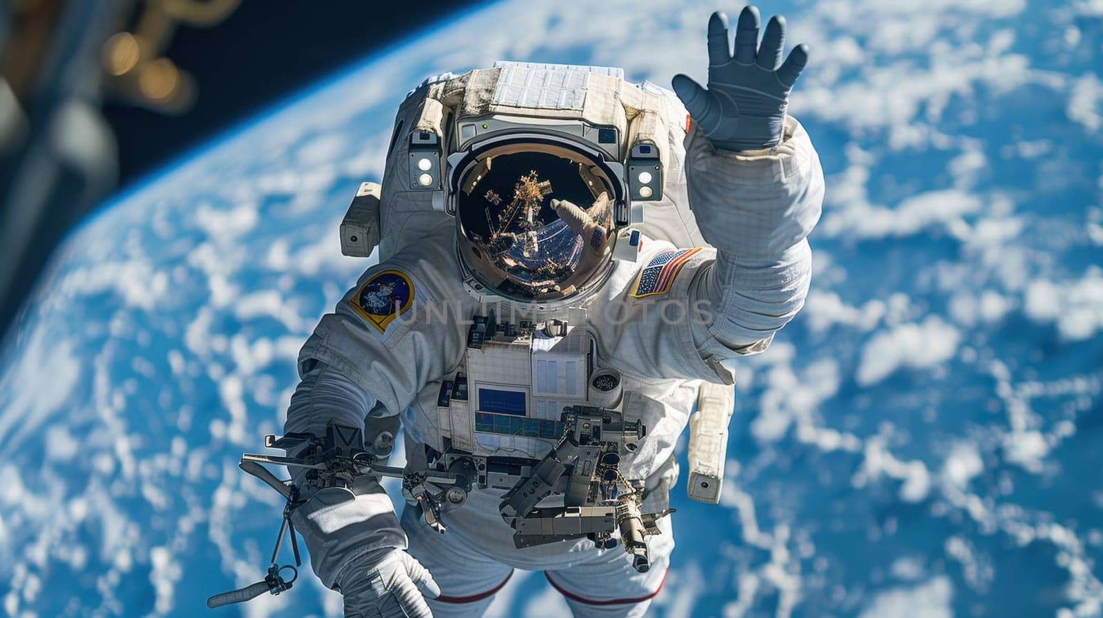 astronaut in outer space on the background of planet earth. Astronaut in a spacesuit in space.