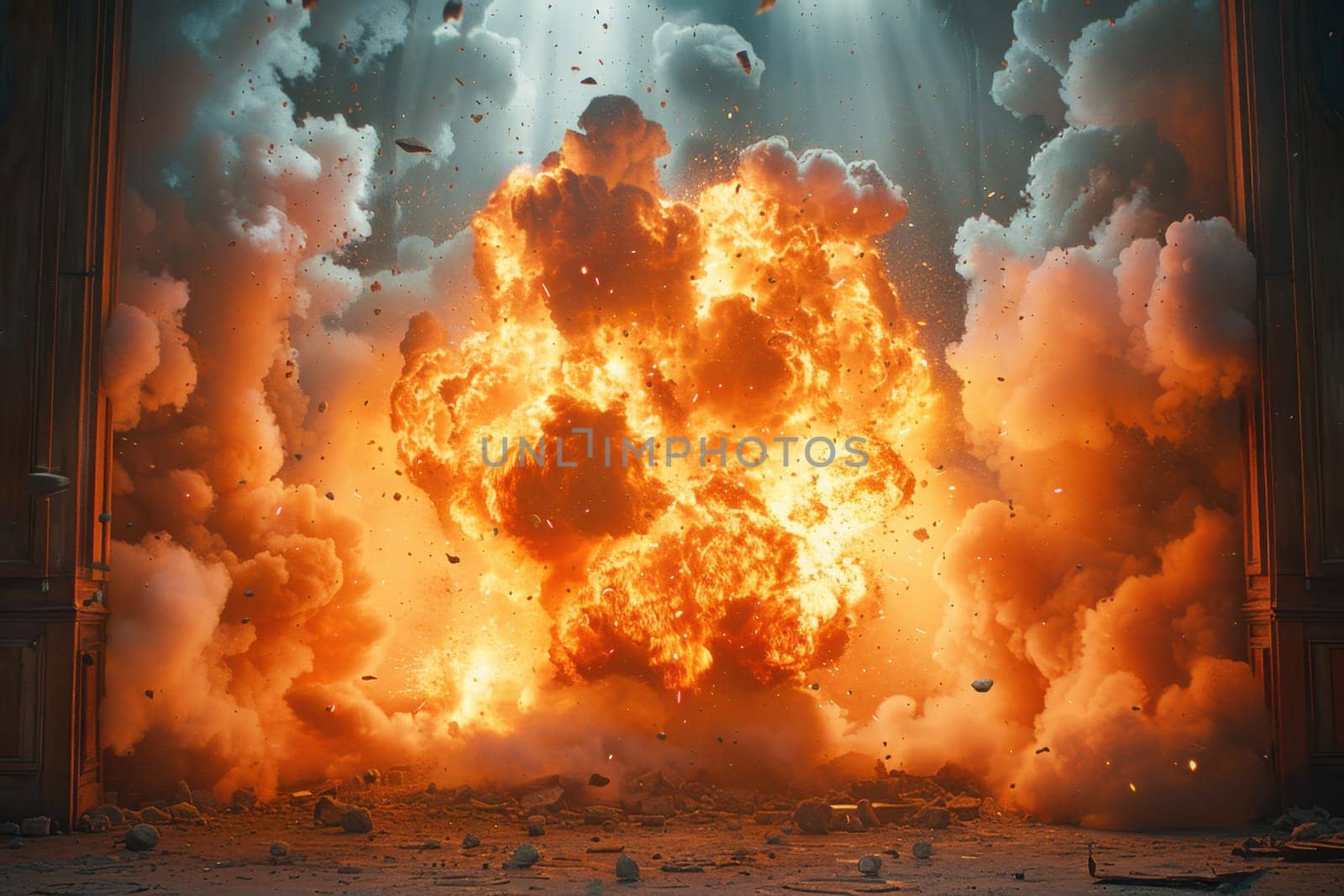 Fire explosion. Fire, war, explosion, blast, catastrophe, flame. The concept of horror.