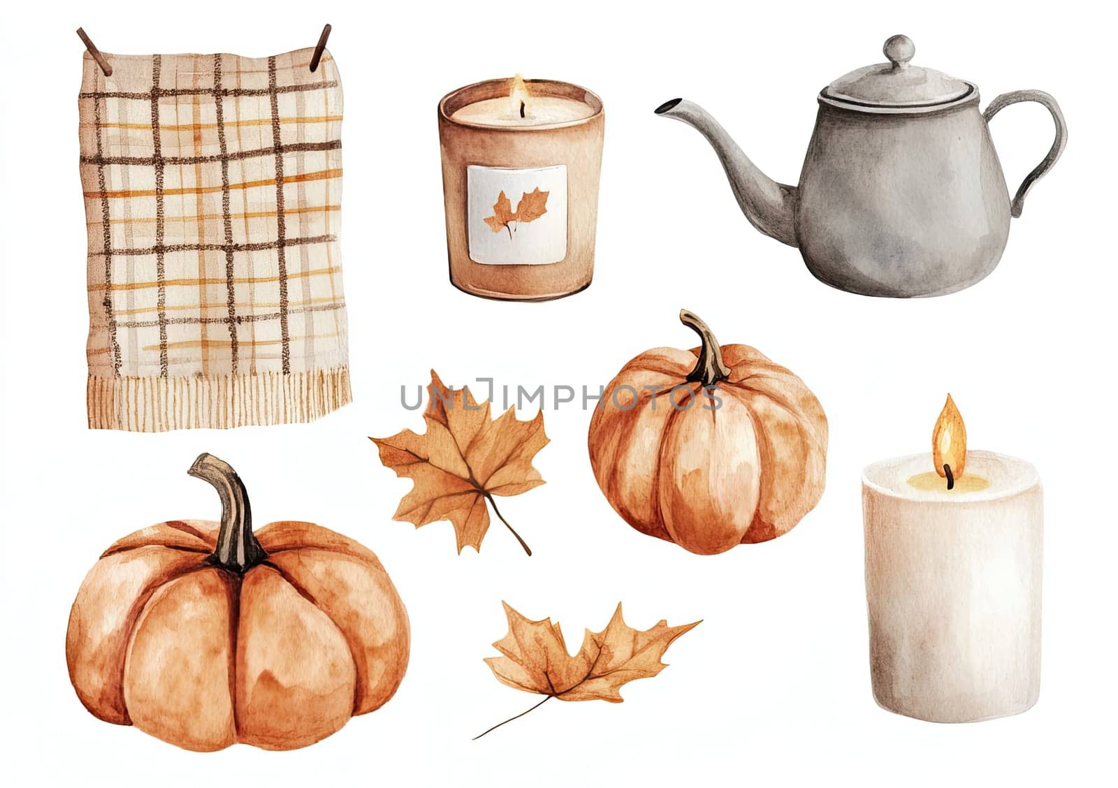 A warm knitted sweater, orange scarf, beanie, and stylish boots are arranged with autumn leaves, conveying a cozy fall vibe perfect for cooler weather.