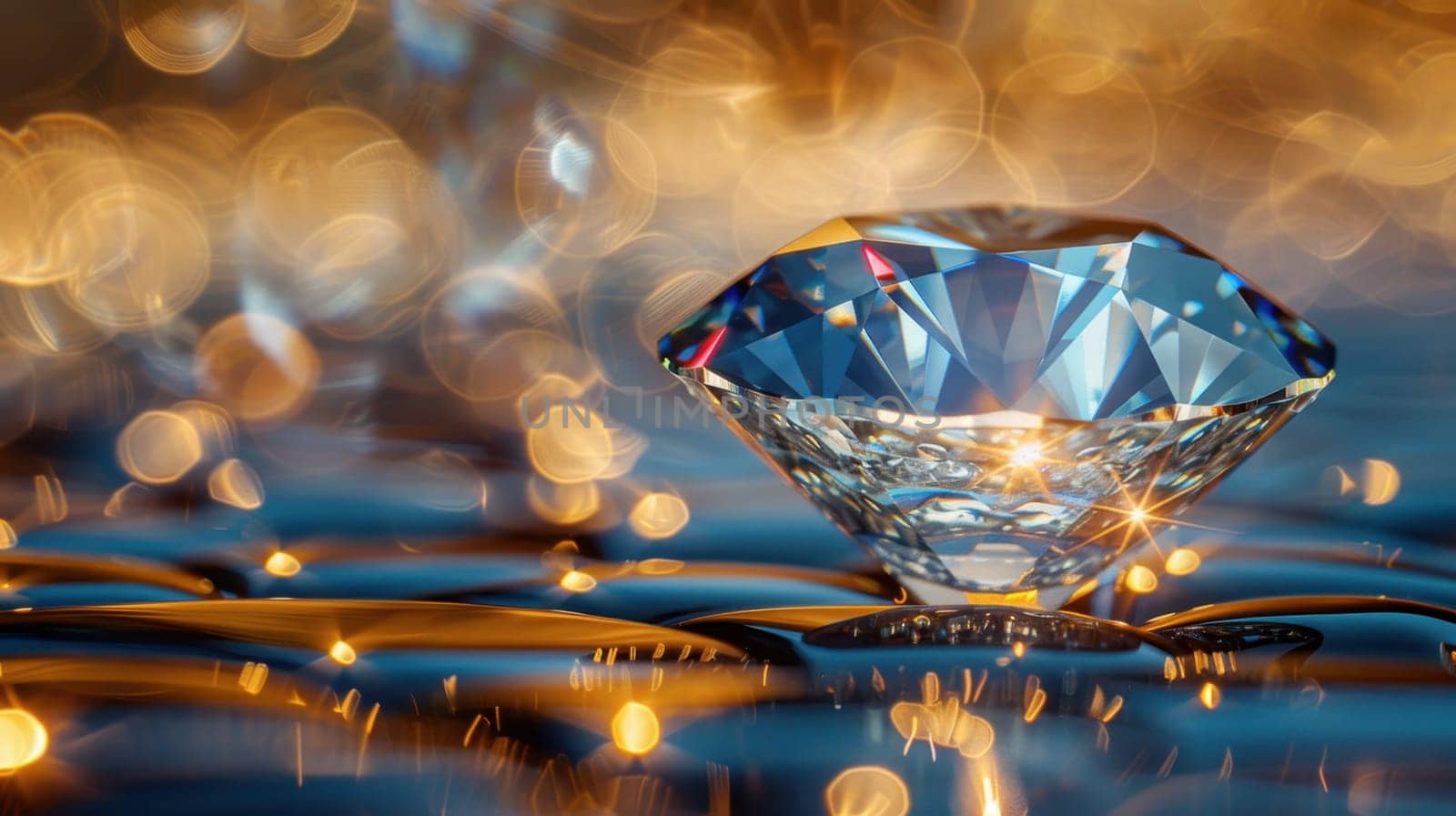 Large cut diamond on beautiful blurred background. For advertising of luxury jewelry stores.