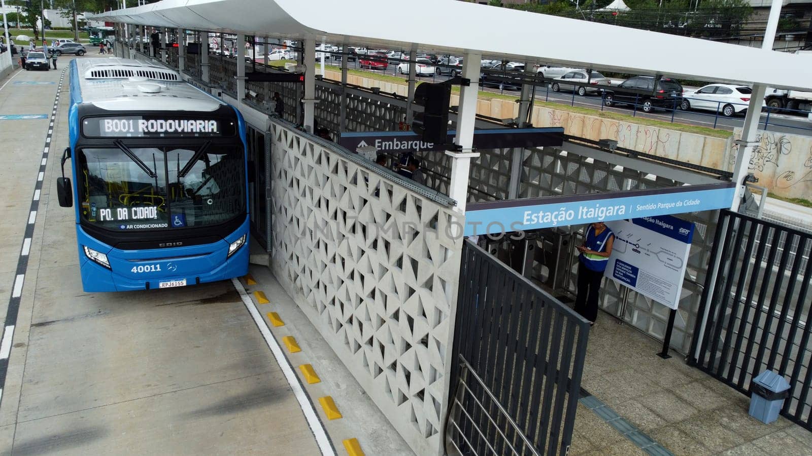 salvador, bahia, brazil - outobro 24, 2022: bus of the BRT transport system in the city of Salvador.