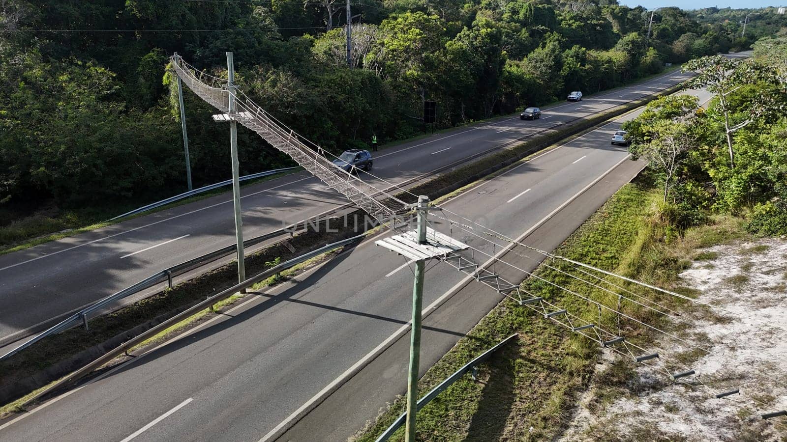 mata de sao joao, bahia, brazil - september 9, 2024: View of a wild animal flyover on the BA 099 highway in the Praia do Forte region.
