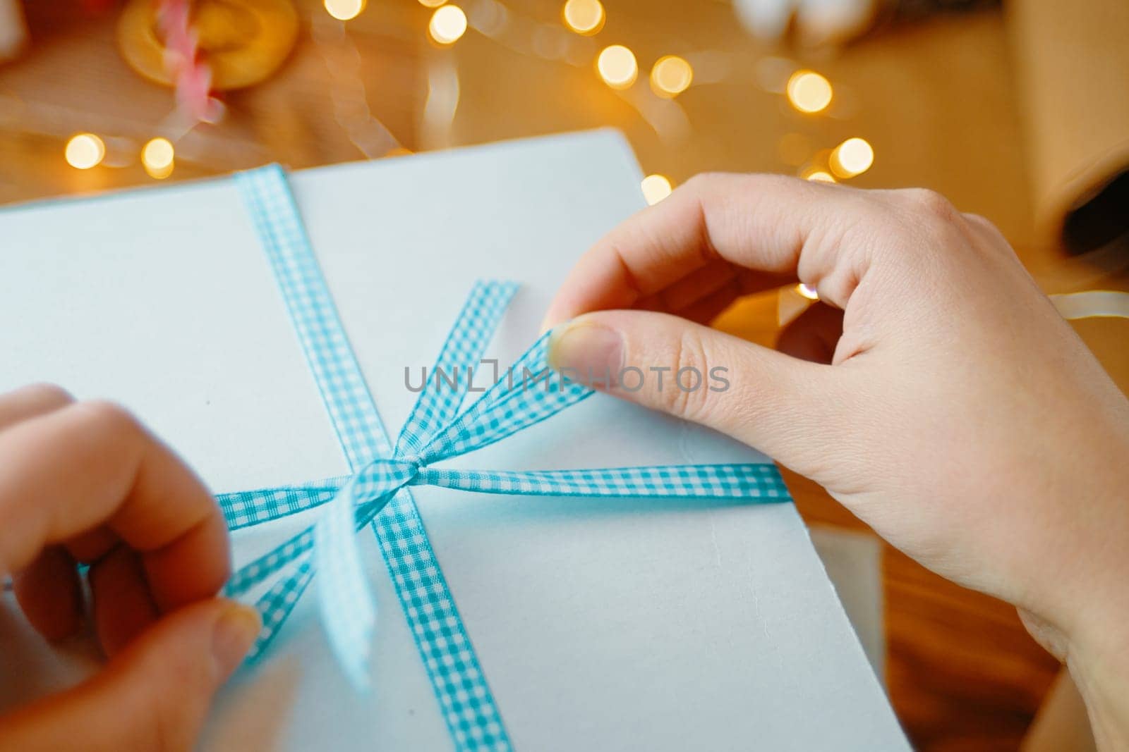 Christmas composition with present box.The concept of packaging the Christmas range and gift.
