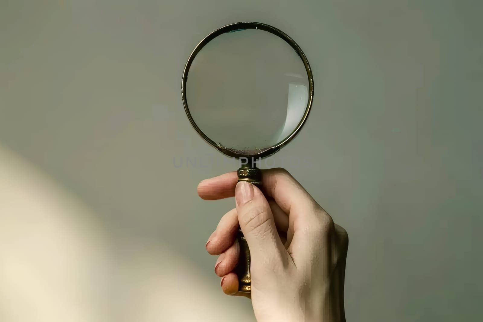 Close up of a magnifying glass isolated on a clean white background for clarity and focus