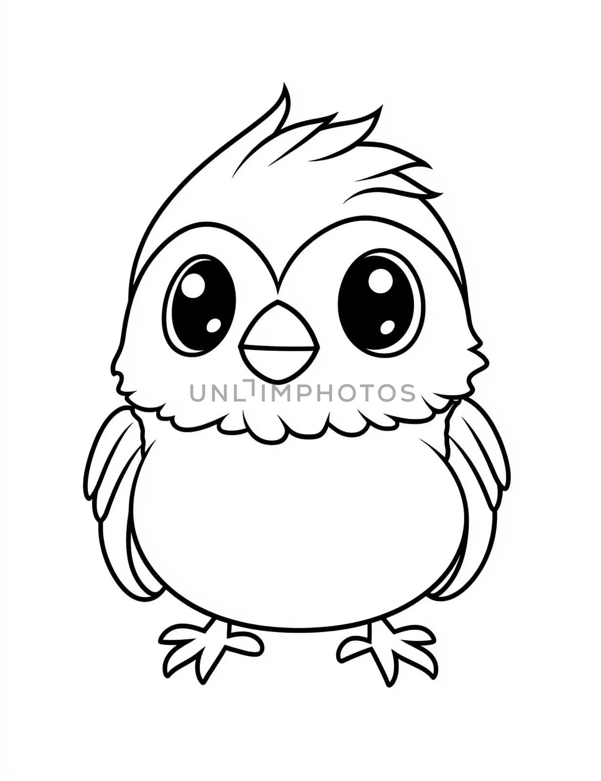 A cute little bird with big eyes and a cute beak. The bird is sitting on a white background