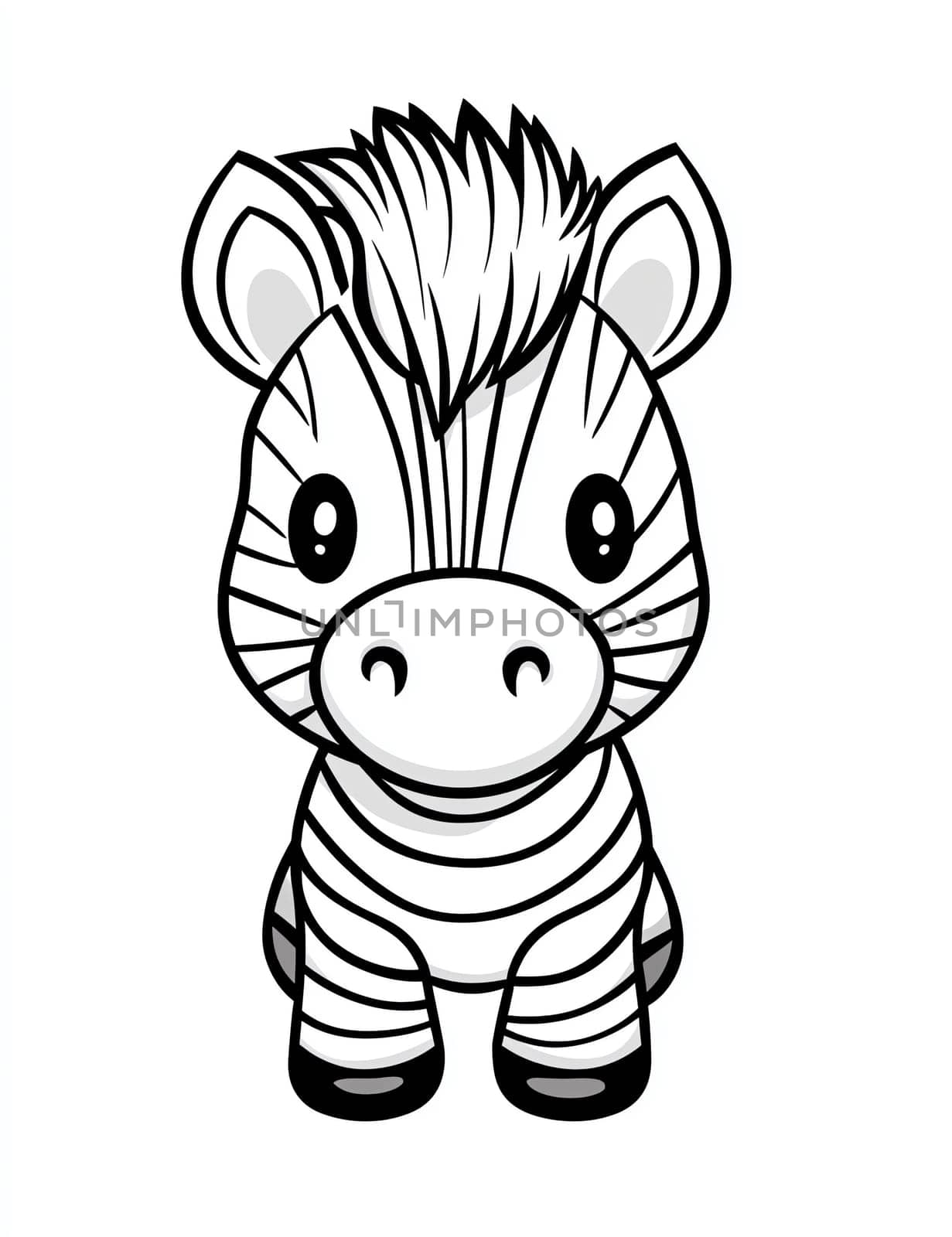 A cute zebra with a big smile on its face. The zebra is sitting on a white background