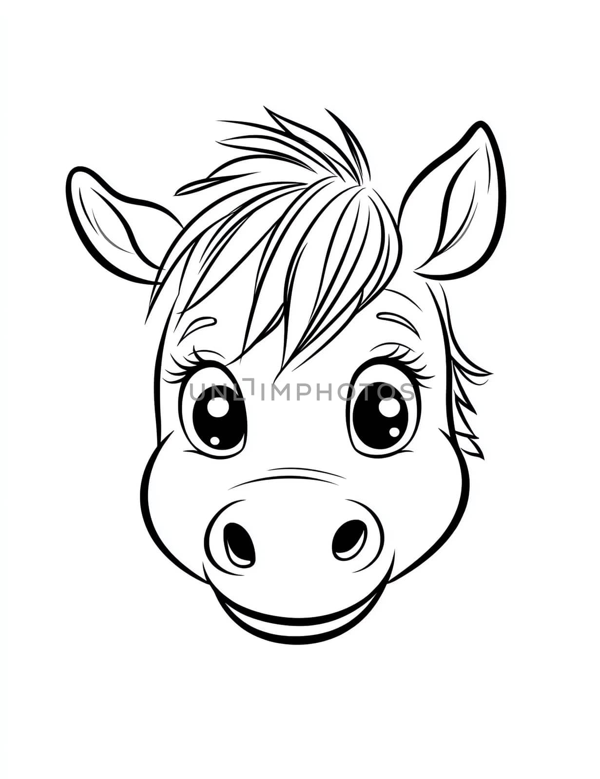 A horse with a white face and brown mane. The horse has a cute expression and is smiling