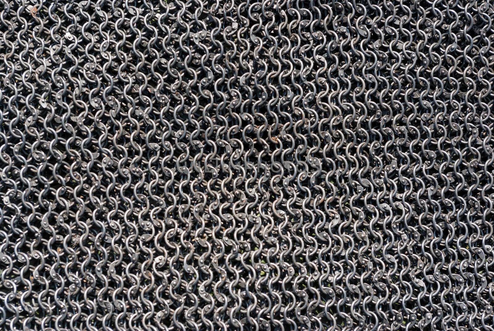 Real handmade chainmail texture close up