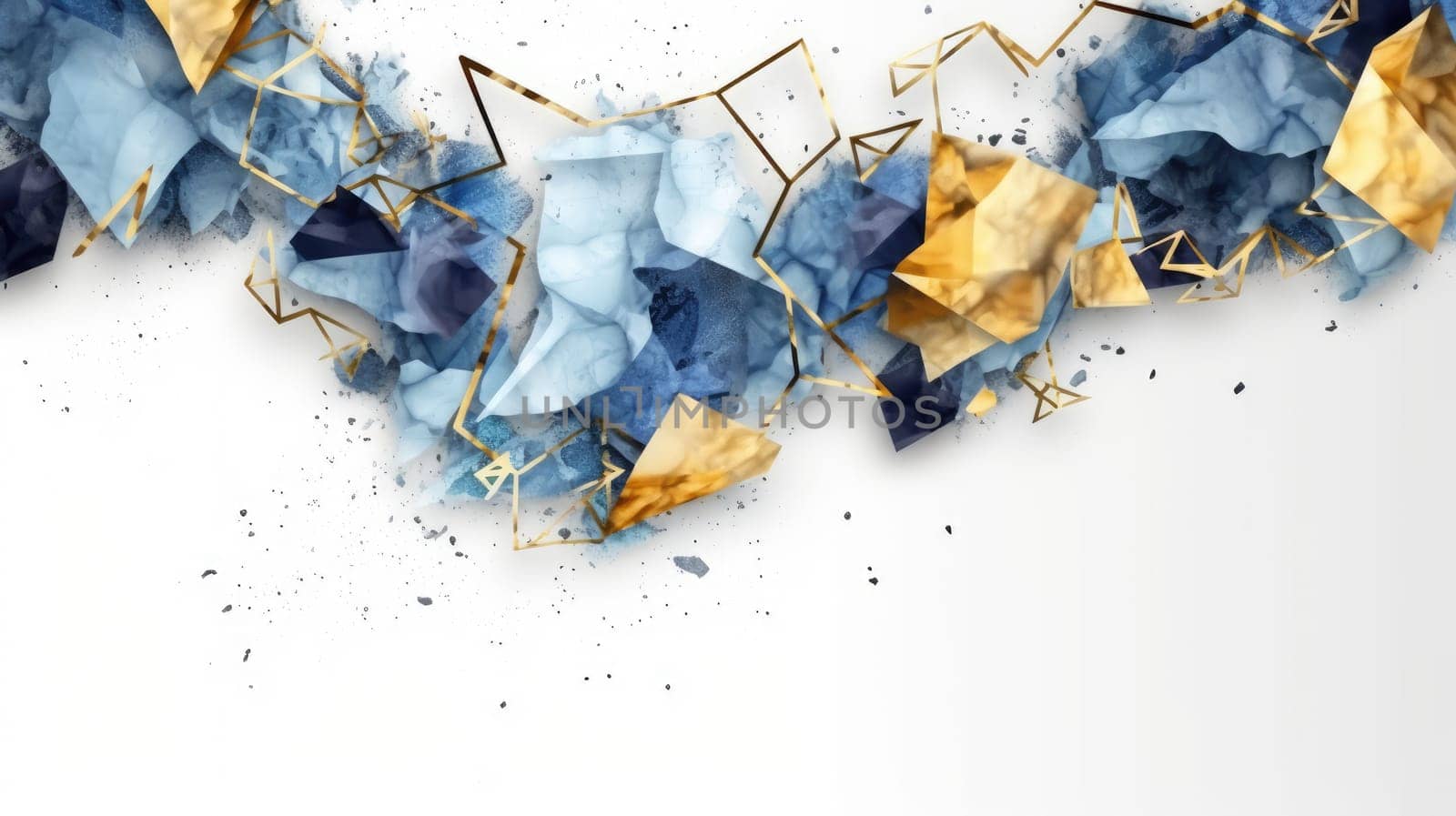 Abstract watercolor artwork mixed with buzzy geometric shapes for background of social media banner generative AI image