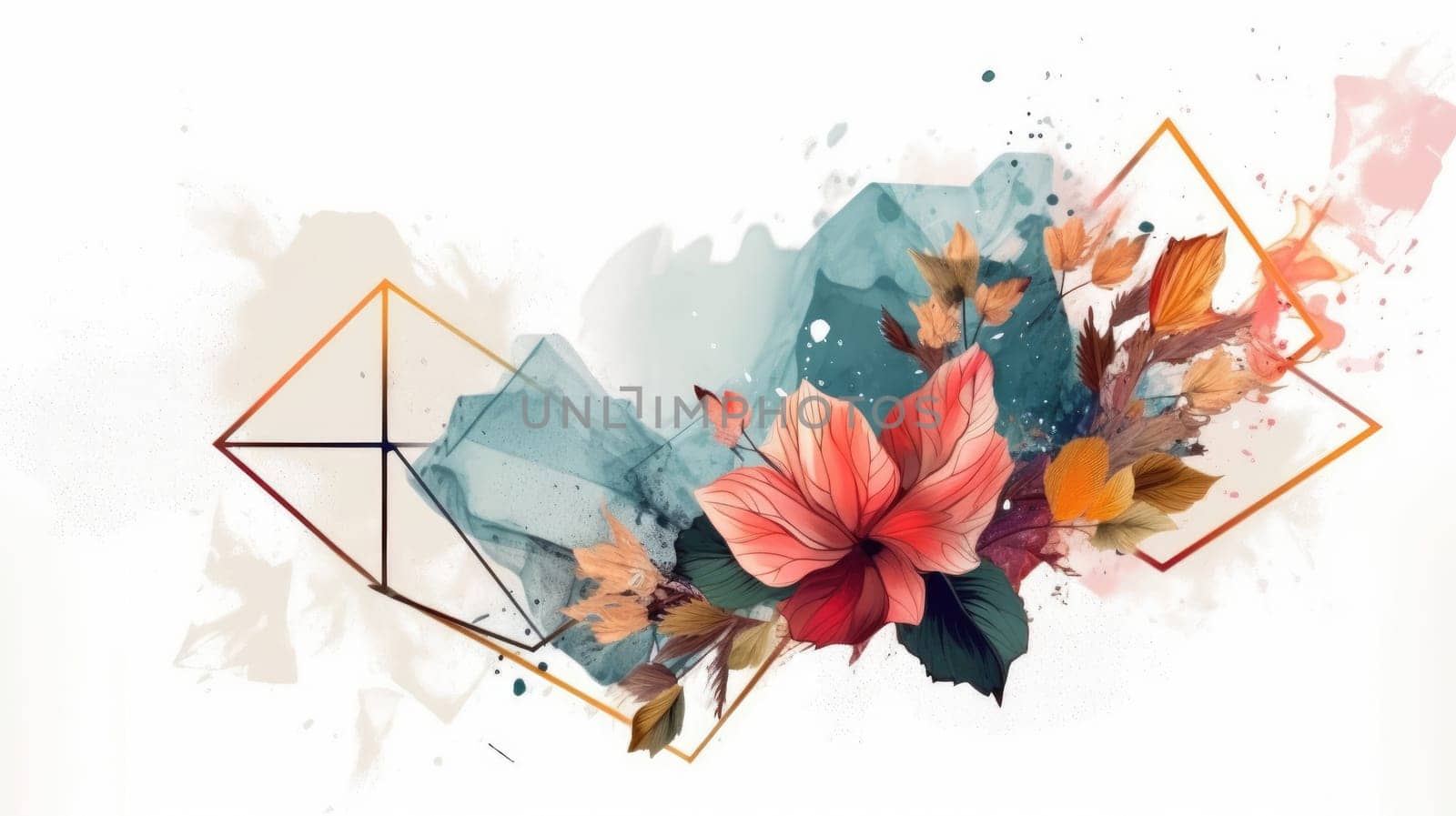 Watercolor abstract design for background of wedding or buzzy social media banner on white background generative AI