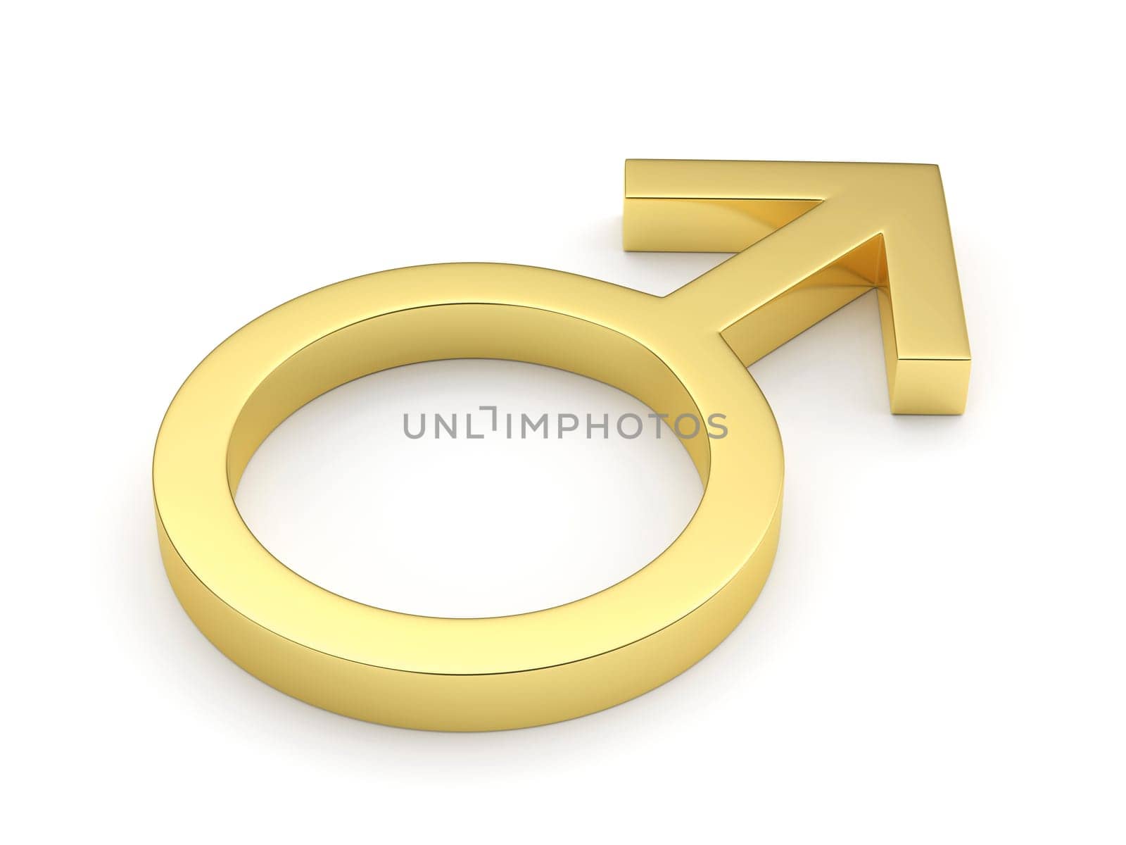 Gold male gender sign on white background